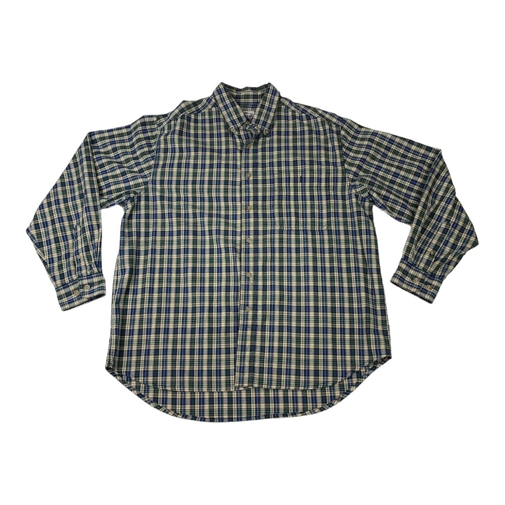 Wrangler Shirt Mens XL Green Plaid Rugged Wear Long Sleeve Outdoors Casual Work